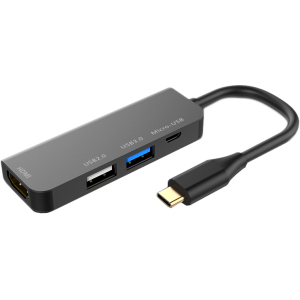 USB-хаб XoKo AC-400 Type-C на HDMI+USB 3.0+USB 2.0+Micro USB (XK-AC-400) в Харкові