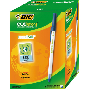 Набір кулькових ручок BIC Round Stic ECOlutions Синій 1 мм 60 шт (3086123256651) в Харкові