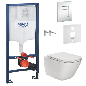 Інсталяція GROHE Rapid SL 38772001 із панеллю змиву Skate Cosmopolitan 38775001 + унітаз ROCA Gap Rimless A34H470000 із сидінням Slim Soft Close краща модель в Харкові