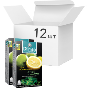 Упаковка чаю чорного пакетованого Dilmah Лимон та лайм 12 шт по 20 пакетиків (19312631142133) ТОП в Харкові