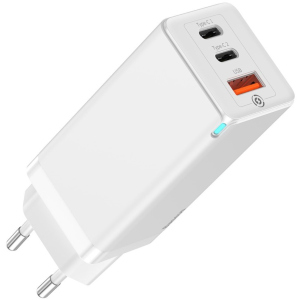 хороша модель Зарядний пристрій Baseus Quick GaN Travel QC4.0+PD3.0 65W USB+2Type-C 5A Білий