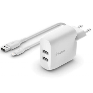 Зарядний пристрій Belkin Home Charger 24W DUAL USB 2.4A, Lightning 1m, white в Харкові