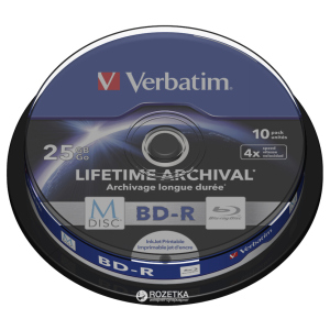 Verbatim M-Disc BD-R 25 GB 4x Cake 10 шт Printable (43825) лучшая модель в Харькове