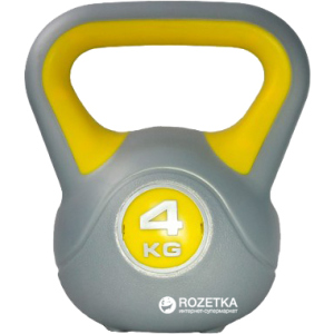 Гиря LiveUp Plastic Kettel Bell 4 кг Grey/Yellow (LS2047-4) ТОП в Харькове