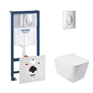 Набір інсталяція 4 в 1 Grohe Rapid SL 38721001 + унітаз з сидінням Qtap Crow QT05335170W краща модель в Харкові